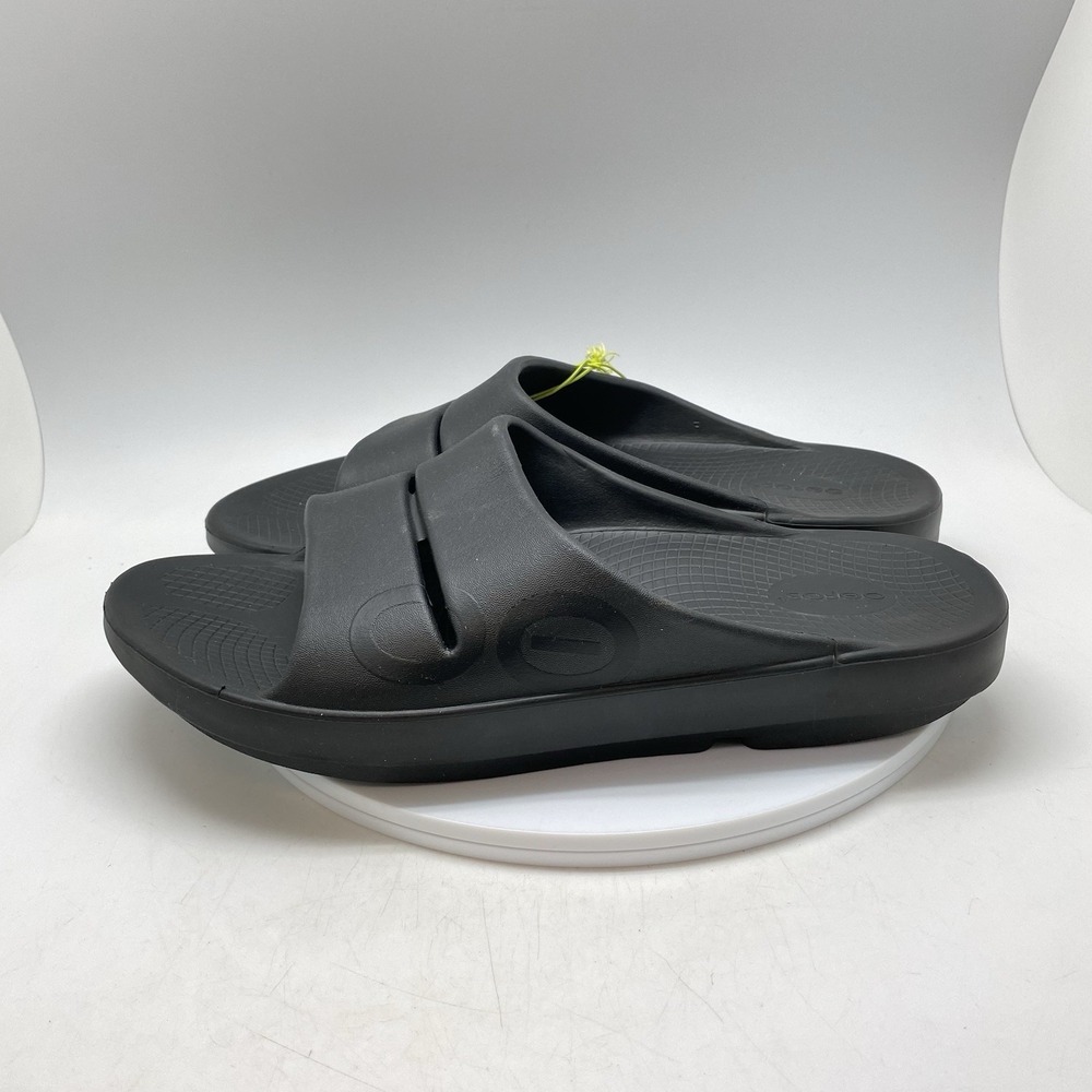 Oofos OOahh Sport Sandals Mens 14 Womens 16 Black Open Slip On Recovery Rubber - Picture 3 of 9